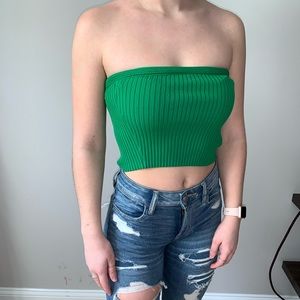 Green textured tube top